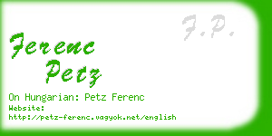 ferenc petz business card